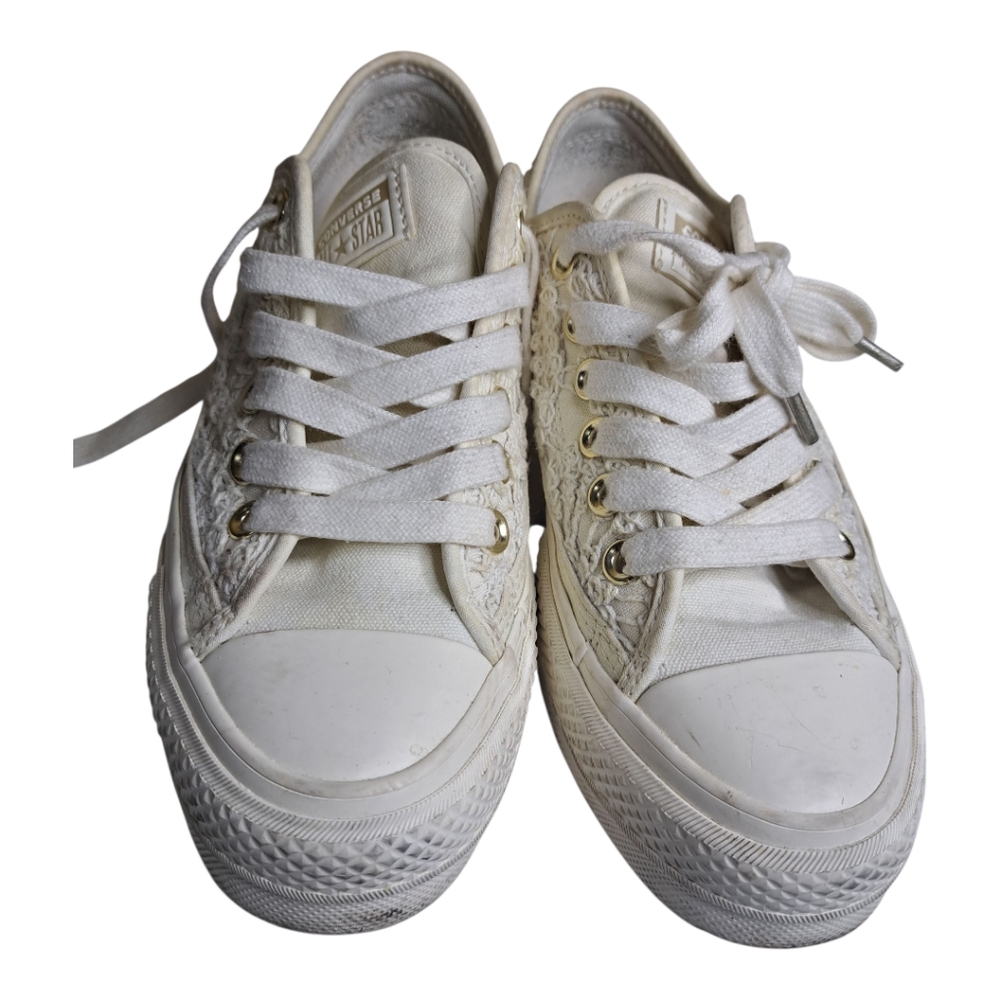 🌼Converse All Star White Crochet Lace Sneakers Women’s Size 5.5 / EU 36